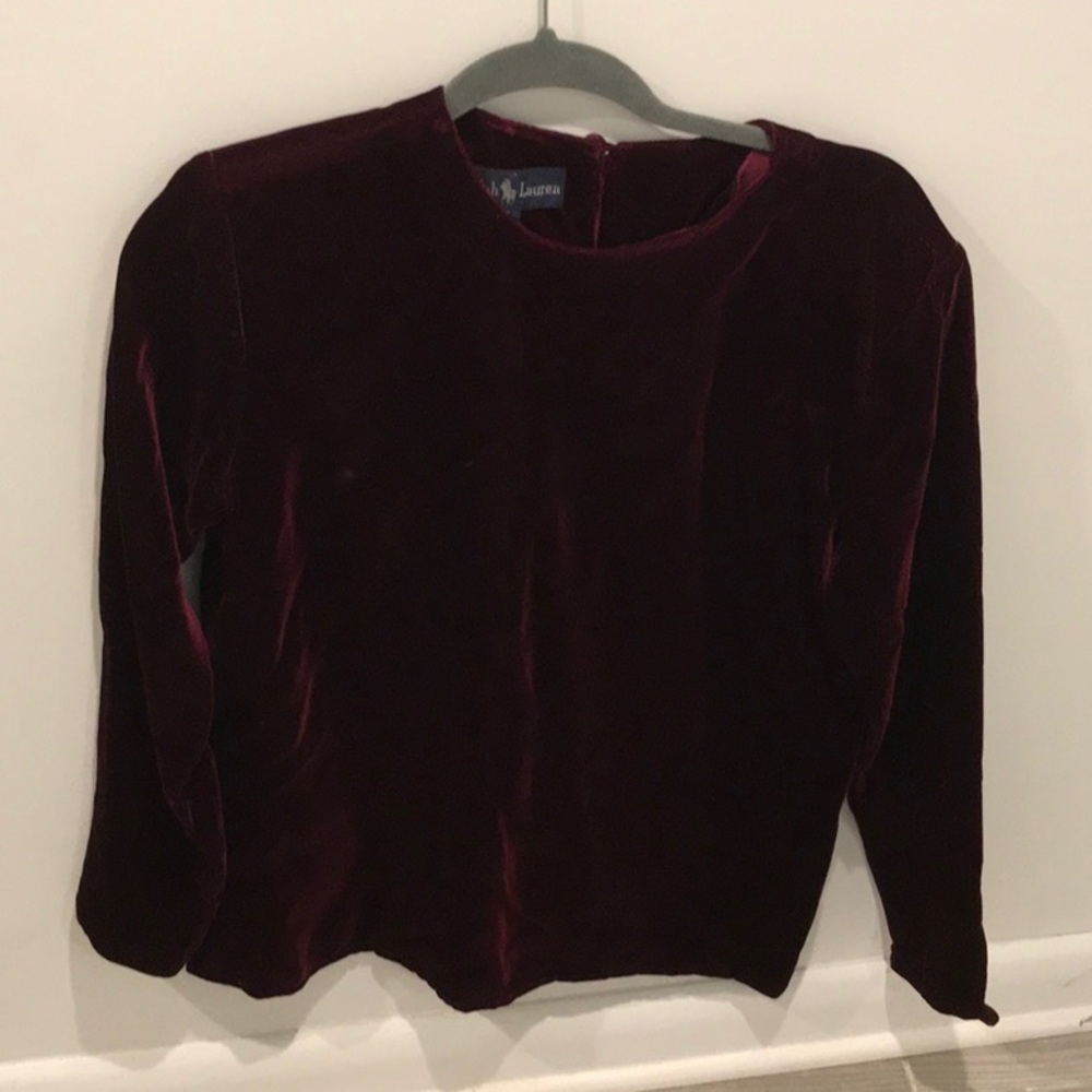 Vintage Polo Ralph Lauren Wine Velvet Long Sleeve Top
